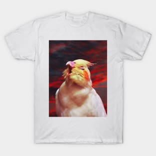 A screaming cockatiel in the sky painting T-Shirt